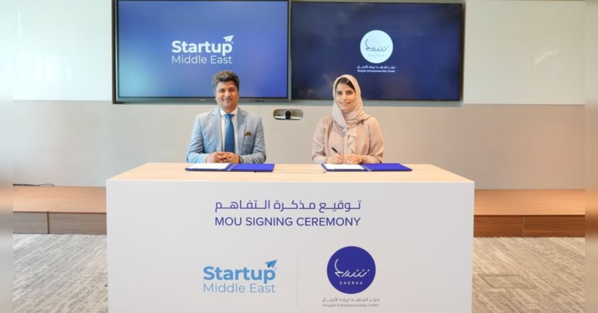 Eau -india, Sheraa और Startup Middle East साइन MOU के संबंधों को बढ़ावा देने के लिए शारजाह, इकोनॉमिटाइम्सबी 2 बी 2 बी में भारत के प्रारंभ केंद्र को लॉन्च करने के लिए
