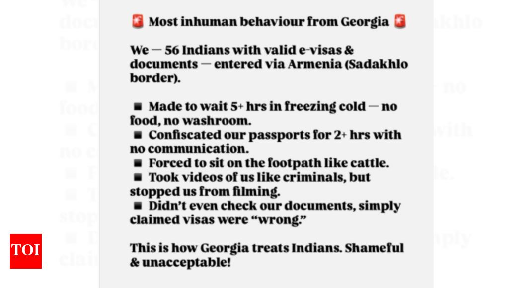 ‘अमानवीय व्यवहार’: पोस्ट वायरल ने बंदियों पर आरोप लगाया, जॉर्जिया की सीमा पर अपमानित; भोजन या बाथरूम के बिना ठंड की प्रतीक्षा करने के लिए बनाया गया | भारत समाचार