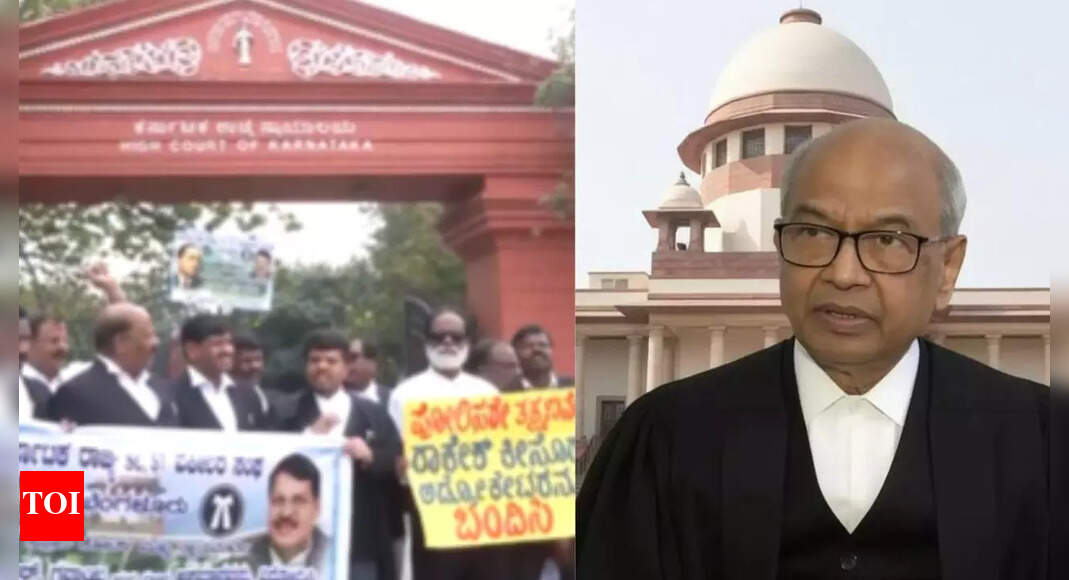 CJI BR GAVAI के खिलाफ ‘जूता हमले’ की पेशकश: कर्नाटक, तेलंगाना में वकीलों का विरोध; मांग सजा | बैंगलोर न्यूज