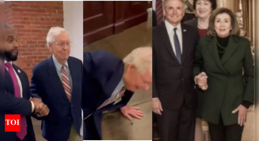 मिच मैककोनेल के लड़खड़ाकर गिरने के बाद, सोशल मीडिया ने नैन्सी पेलोसी को उनकी पिछली गिरावट के बारे में ट्रोल किया: ‘उन दोनों को खड़े होने की जरूरत है’