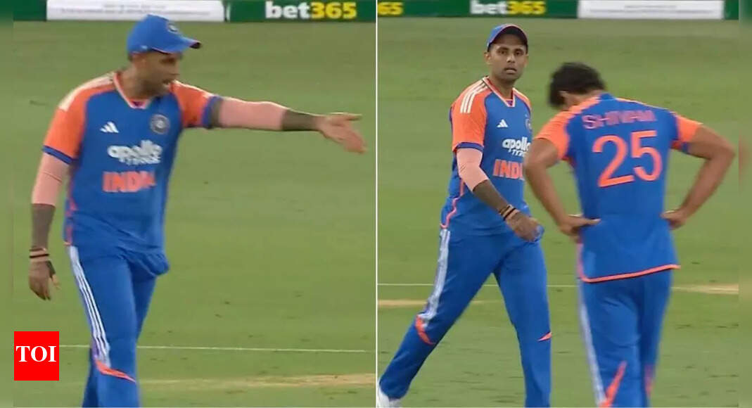 ऑस्ट्रेलिया बनाम चौथे टी20 मैच के दौरान सूर्यकुमार यादव ने शिवम दुबे पर अपना आपा खो दिया | क्रिकेट समाचार
