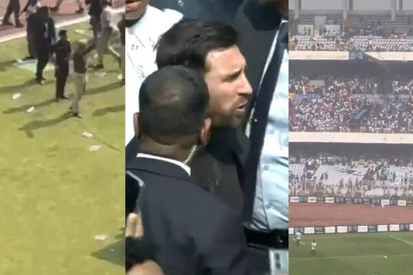 कलकत्ता में अराजकता! बोतलें फेंकी गईं, बैनर फाड़े गए: लियोनेल मेस्सी को साल्ट लेक स्टेडियम जल्दी छोड़ने के लिए मजबूर किया गया – देखें | फुटबॉल समाचार