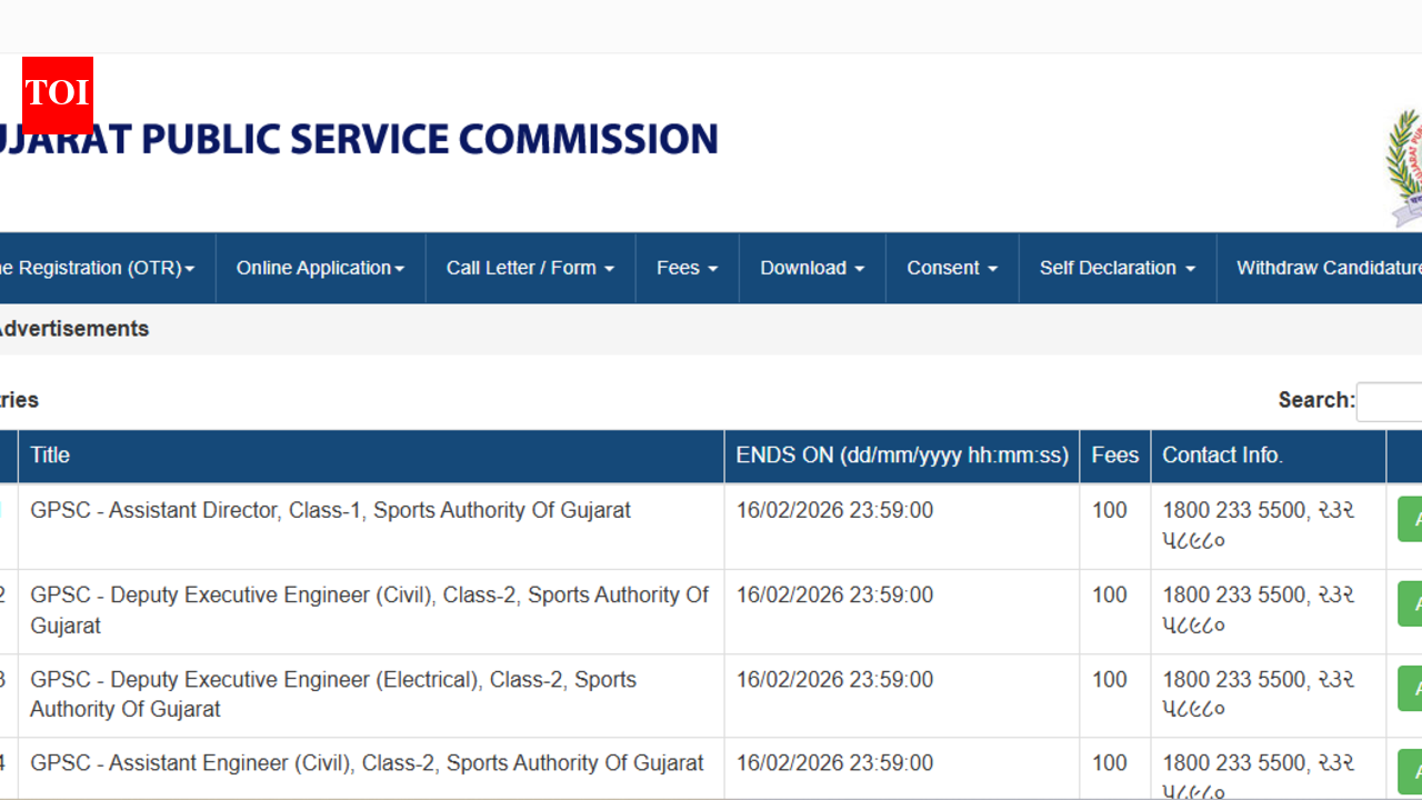 जीपीएससी भर्ती 2026: कक्षा 1 और 2 के 279 पदों के लिए ऑनलाइन पंजीकरण करें, आवेदन करने के लिए सीधा लिंक यहां