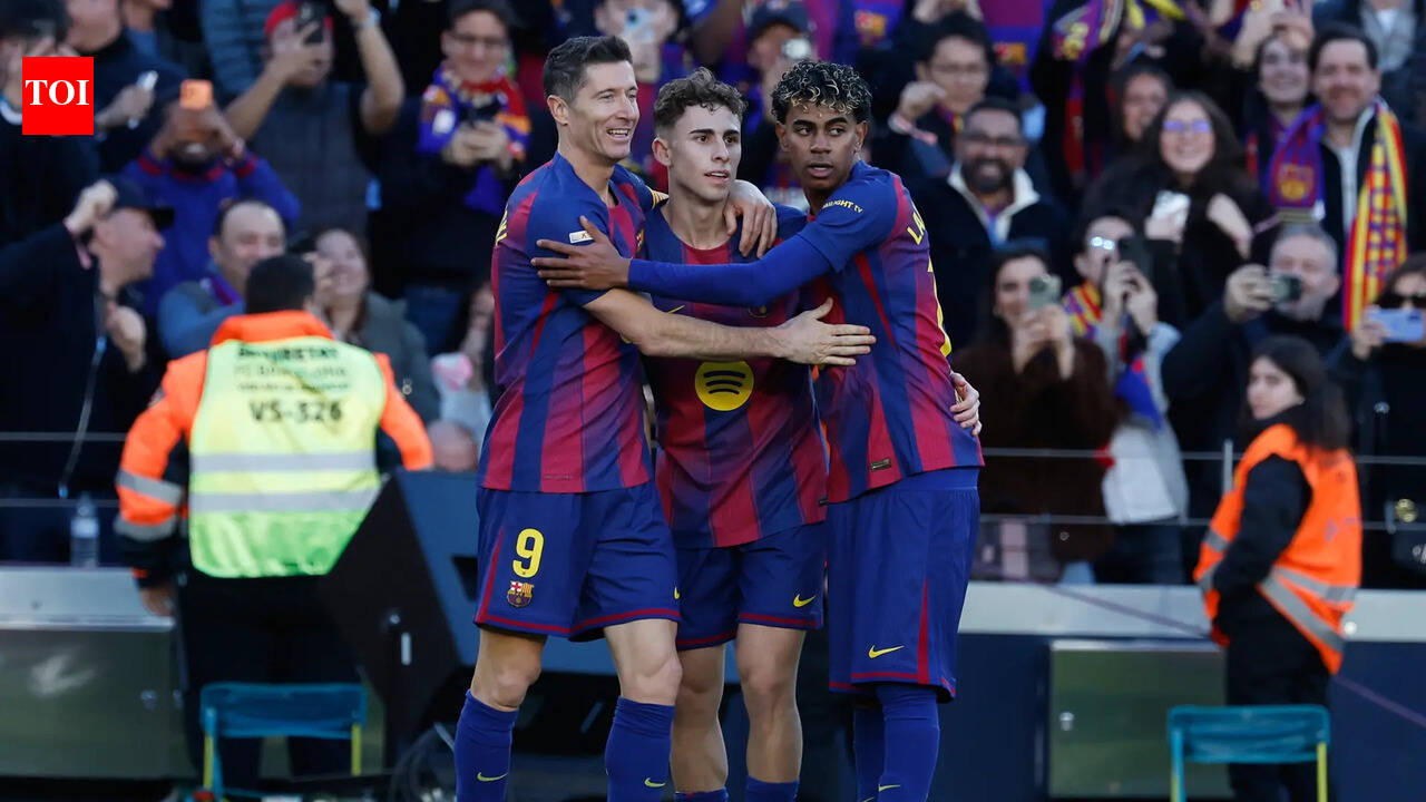 लैमिन यमल और रॉबर्ट लेवांडोव्स्की के नतीजों की बदौलत बार्सिलोना ने ला लीगा में चार अंकों की बढ़त हासिल कर ली है फुटबॉल समाचार