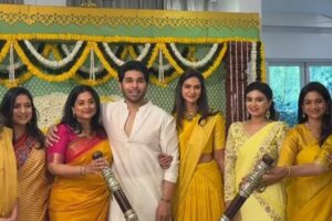 6 मार्च की शादी से पहले अल्लू सिरीश ने पारंपरिक पसुपु समारोह के साथ शादी के उत्सव की शुरुआत की