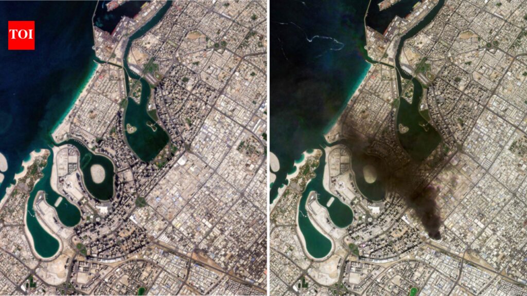 दुबई हमले की सैटेलाइट तस्वीर: सैटेलाइट तस्वीरें दुबई पर ईरान के मिसाइल और ड्रोन हमलों का असर दिखाती हैं | विश्व समाचार